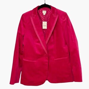 J.Crew Velvet Schoolboy Blazer Hot Pink Size 4 NWT